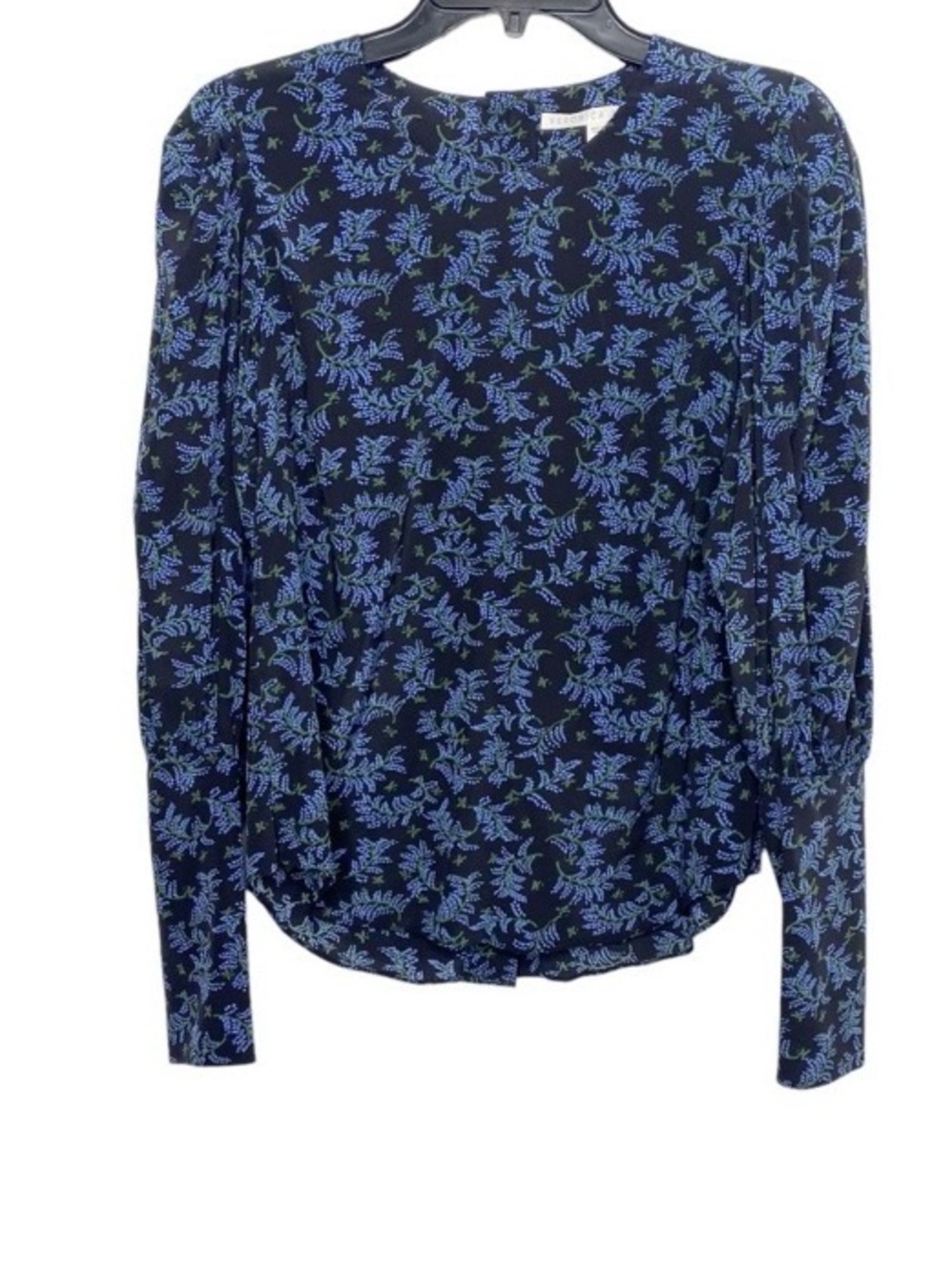 Veronica Beard Clarke Silk Puff Sleeve blouse 8 floral buttons - Picture 5 of 12